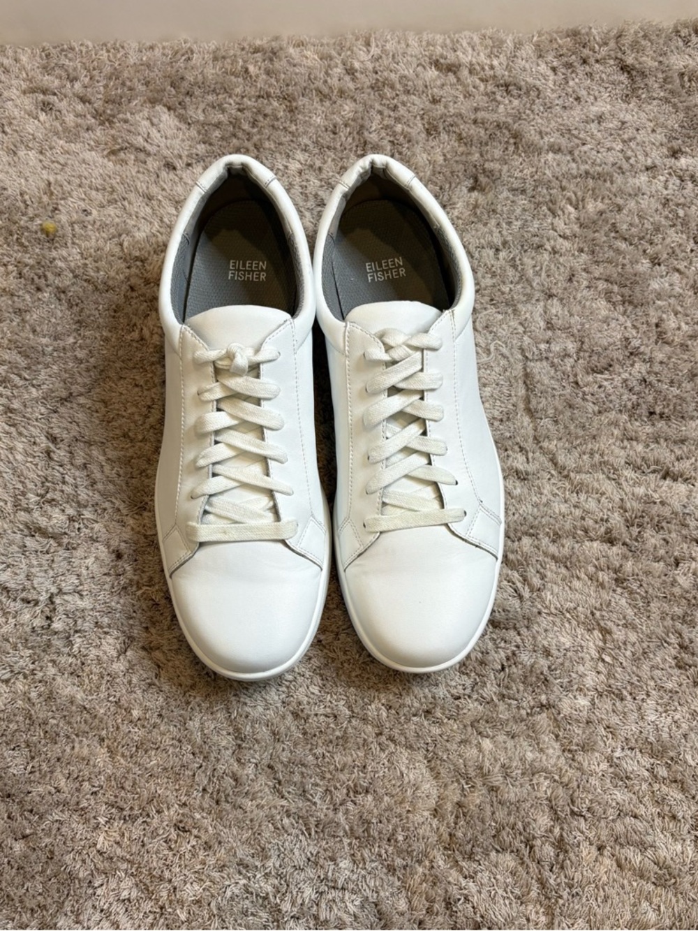 Eileen Fisher Clean White Leather Lace-Up Sneakers